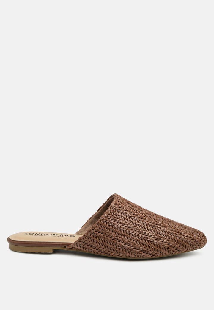 straw very woven raffia mules#color_tan