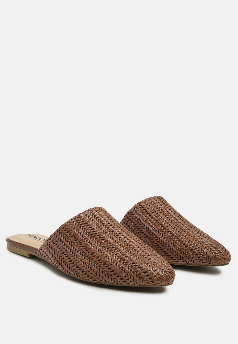 straw very woven raffia mules#color_tan