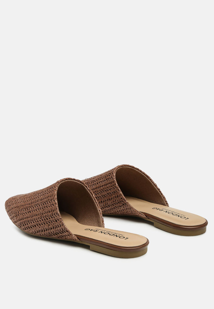 straw very woven raffia mules#color_tan