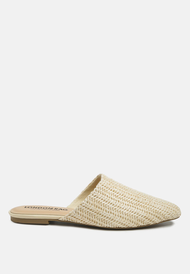 straw very woven raffia mules#color_beige