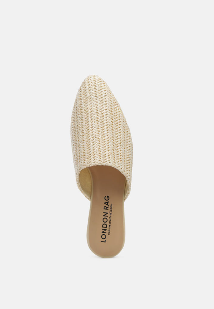 straw very woven raffia mules#color_beige