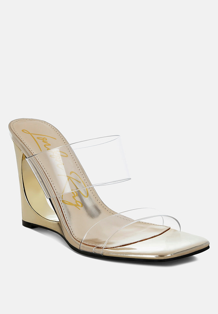 zelene fantasy wedge heel clear sandals#color_gold