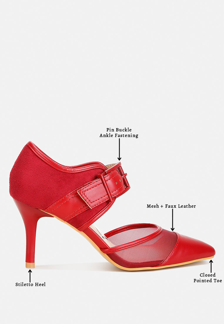 aneri buckle detail pump sandals#color_burgundy