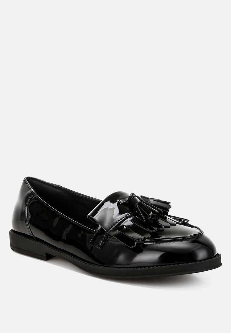 blaneth tassel faux leather loafers#color_black