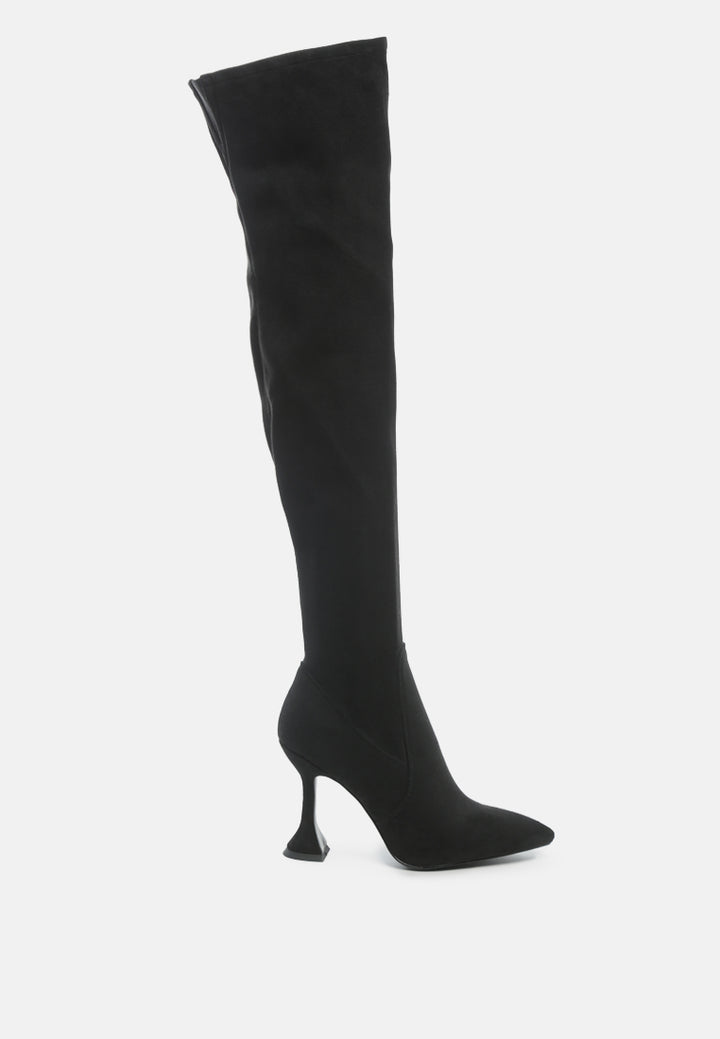 brandy faux suede over the knee high heeled boots#color_black