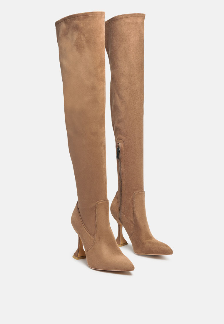 brandy faux suede over the knee high heeled boots#color_brown