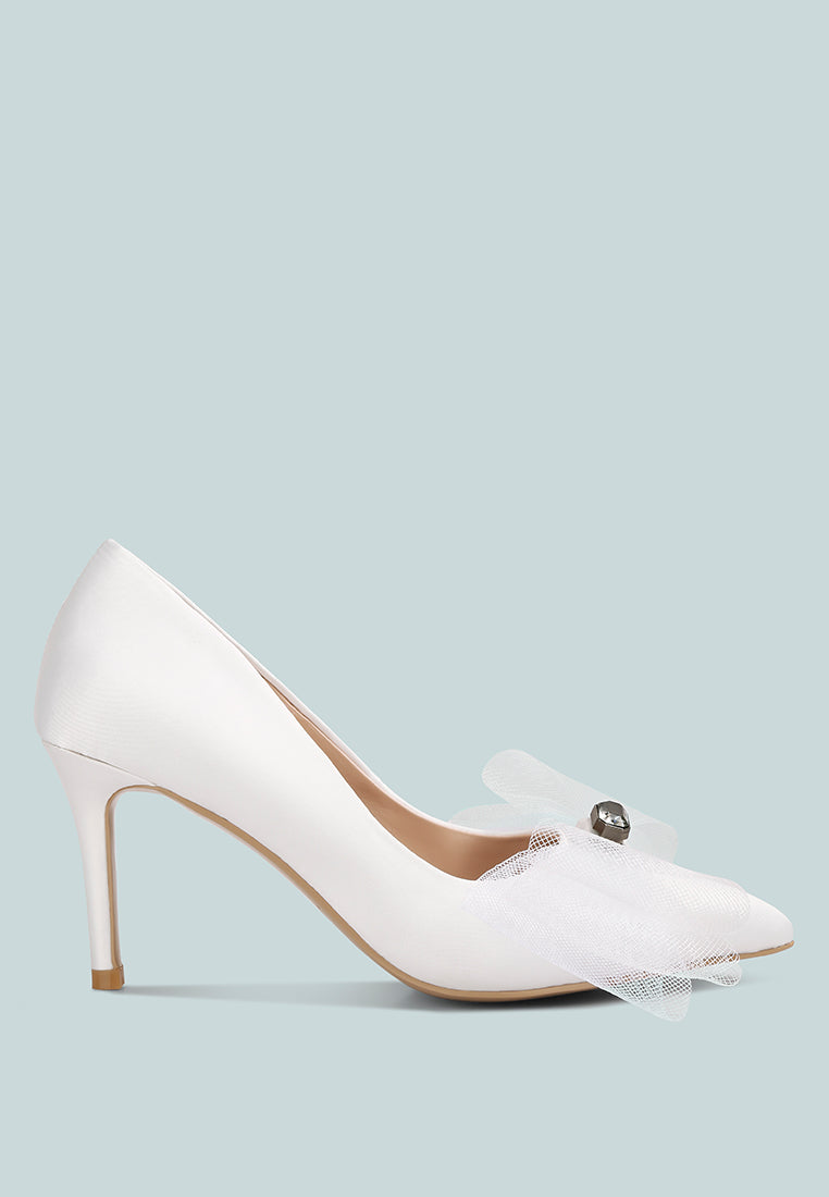 odette diamante embellished bow stiletto pumps#color_white