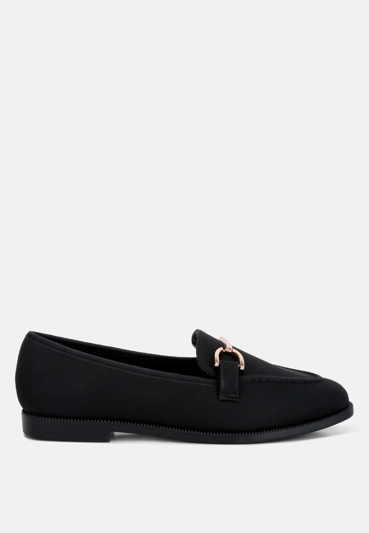 fable horsebit embellished flat loafers#color_black