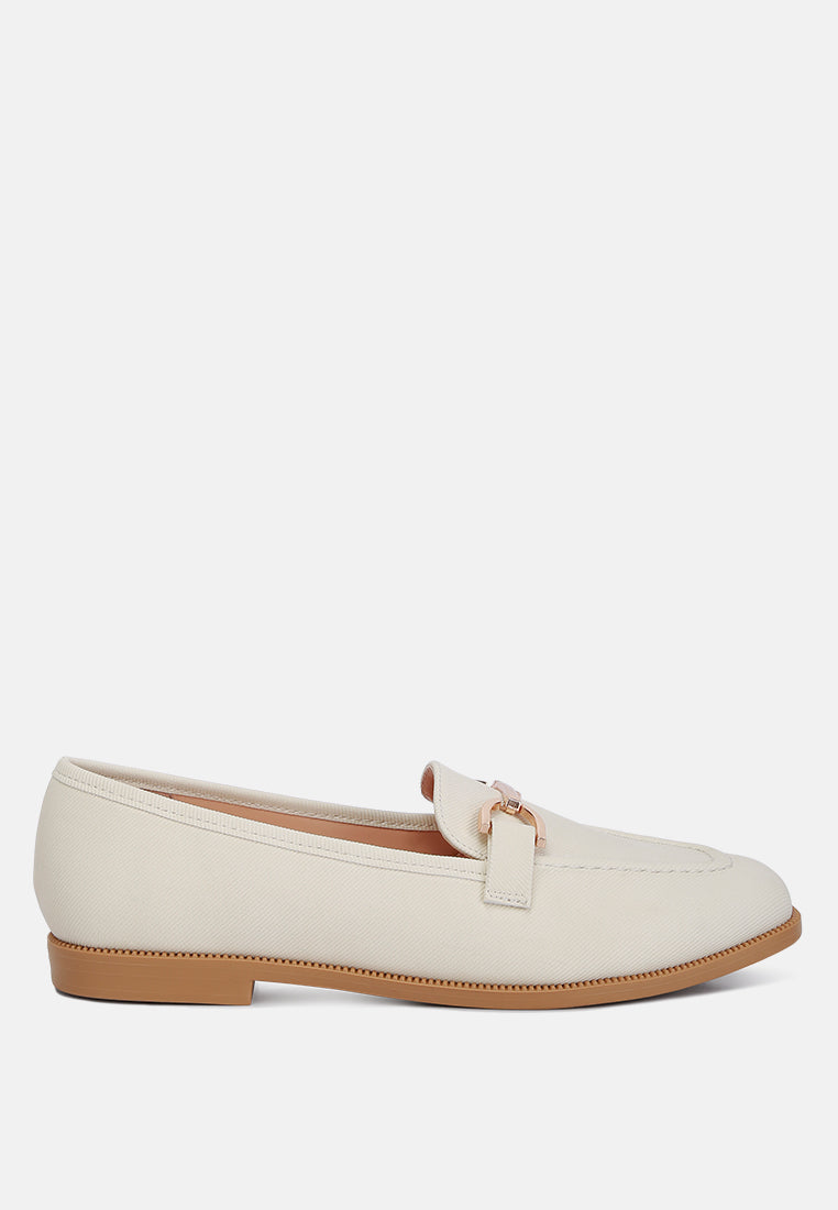 fable horsebit embellished flat loafers#color_off-white