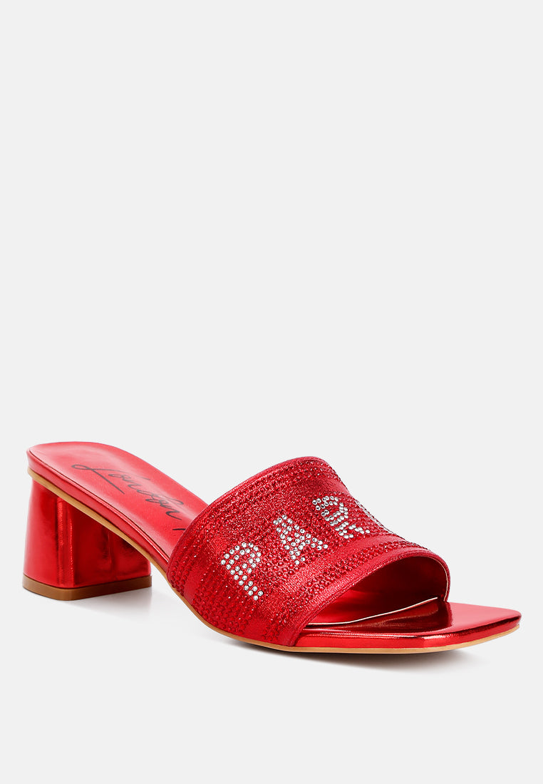 messels diamante embellished paris sandals#color_red