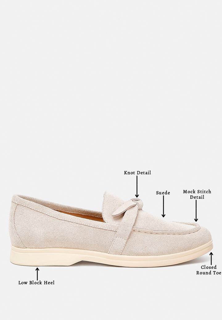 nautica suede knot detailed loafers#color_beige