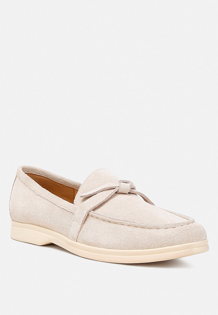nautica suede knot detailed loafers#color_beige