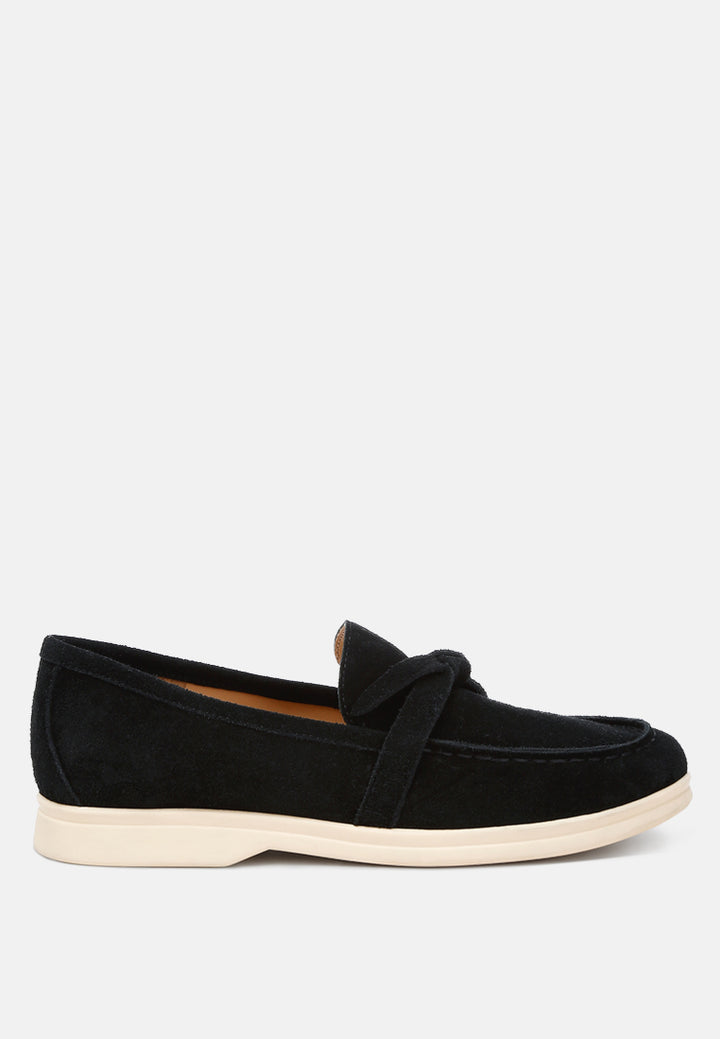 nautica suede knot detailed loafers#color_black