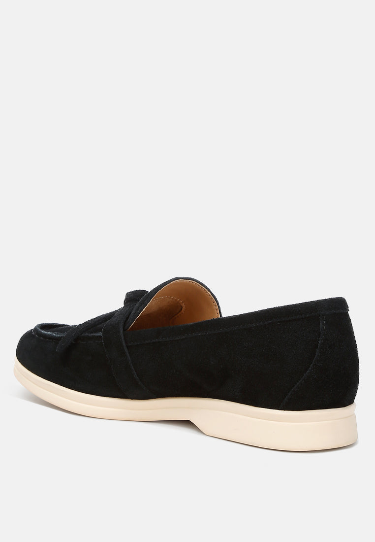 nautica suede knot detailed loafers#color_black