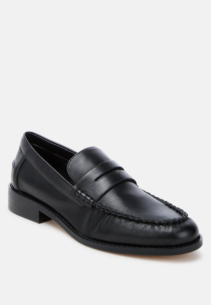 plavia genuine leather loafers#color_black